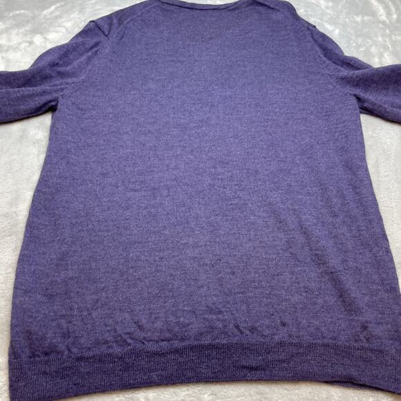 Calvin Klein Extra Fine Merino Wool Sweater Mens XL Purple V Neck Preppy Office - Picture 2 of 8